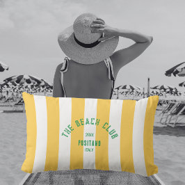 Coussin D'extérieur Le Beach Club Crest Yellow Cabana Stripe