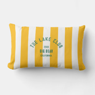 Coussin D'extérieur Le Lake Club Green Crest Yellow Nautical Stripe
