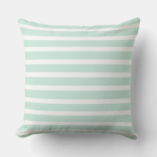 Coussin D'extérieur Lignes à rayures blanches et vertes à la menthe, B