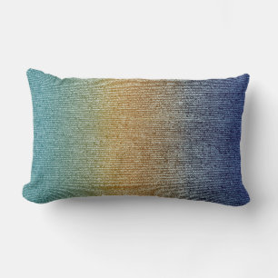 Coussin D'extérieur Lignes bleues Ombre Turquoise Or Jaune