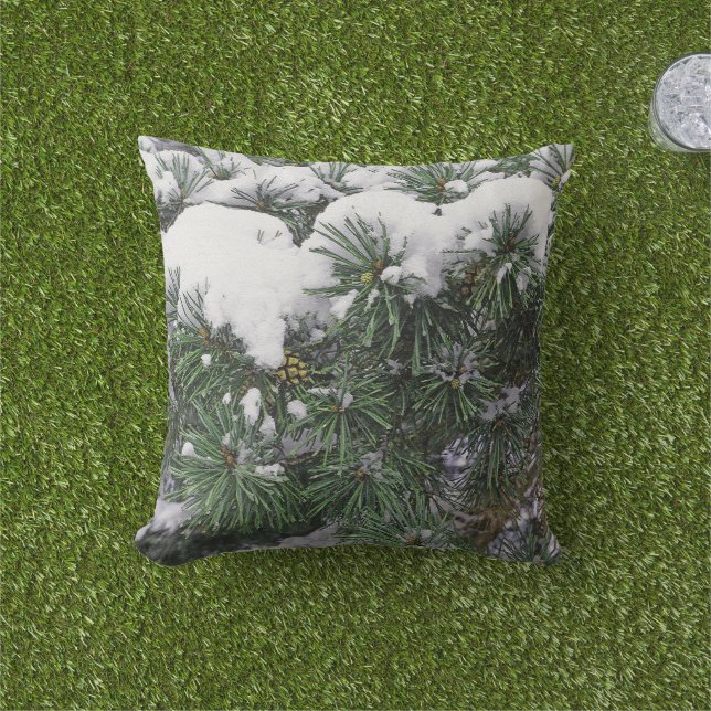 COUSSIN D'EXTÉRIEUR LIVRES À FEUILLAGE PERSISTANT COUVERTS DE NEIGE AV (Herbe)