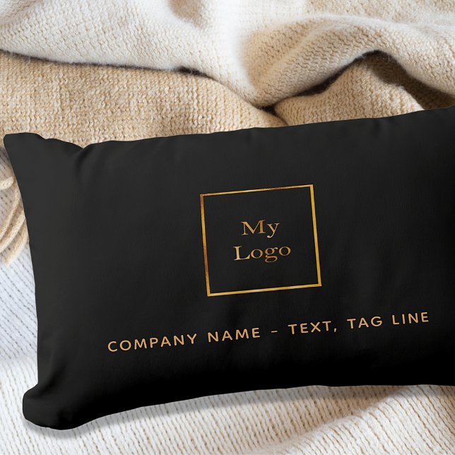 Coussin D'extérieur Logo d'entreprise noir or élégant (Créateur téléchargé)