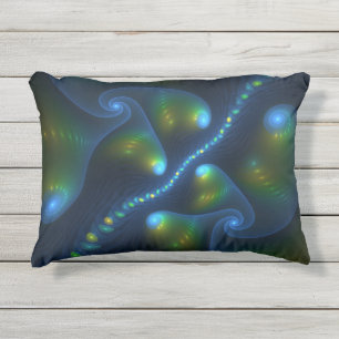 Coussin D'extérieur Lumières de l'Imaginaire Abstrait Bleu Vert Jaune