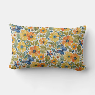 Coussin D'extérieur Magie d'été Or et Flore Bleue