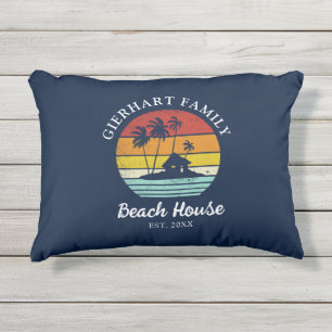 Coussin D'extérieur Maison de plage Palmiers tropicaux Famille Personn