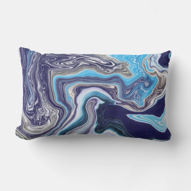 Coussin D'extérieur Marbre bleu Fluide Art (Recto)