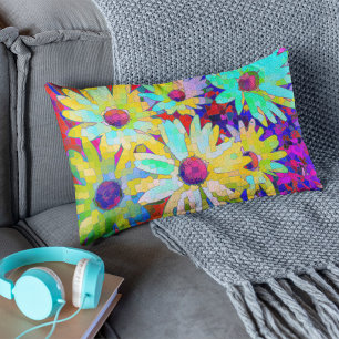 Coussin D'extérieur Marguerites Abstraites Aux Couleurs Lumineuses