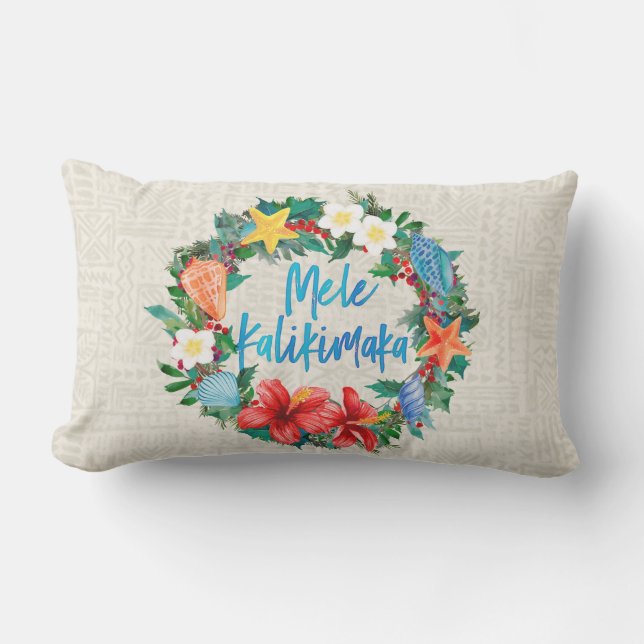 Coussin D'extérieur Mele Kalikimaka Hawaii couronne de Noël inverse (Recto)