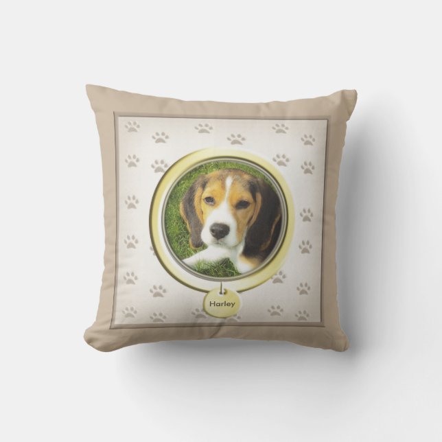 Coussin D'extérieur Mémorial pour animaux de compagnie avec étiquette  (Recto)