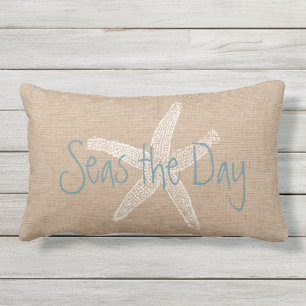Coussin D'extérieur Mers les étoiles de mer vintages de jour sur le
