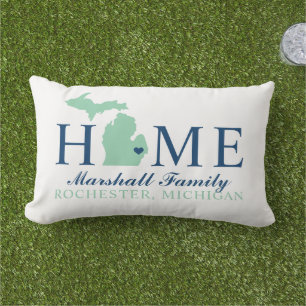 Coussin D'extérieur Michigan Maison Monogramme État Navy Famille