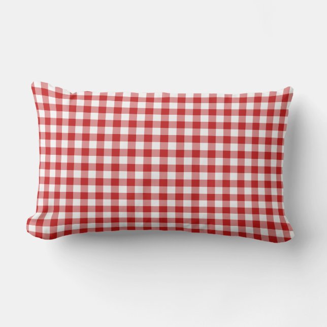 Coussin D'extérieur Mini En vichy Vérifier Motif rouge blanc (Recto)