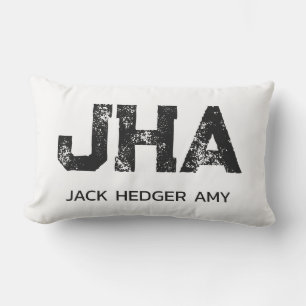 COUSSIN D'EXTÉRIEUR MINIMALISTE NOIR MONOGRAMME À TROIS LETTRES NOM BL