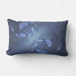 Coussin D'extérieur Moderne Abstrait tendance Dusk Blue Fractal Art
