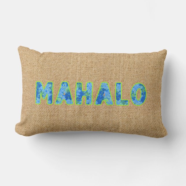 Coussin D'extérieur Mot Olowalu Hibiscus Blue Hawaïen Camo Mahalo (Recto)