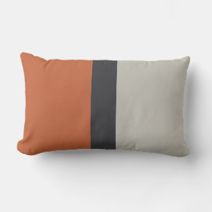 Coussin D'extérieur Motif à rayures gris argent rouge orange moderne
