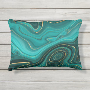 Coussin D'extérieur Motif Abstrait Turquoise Glam Luxueux