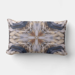 Coussin D'extérieur Motif abstrait vintage en blanc, beige, bleu