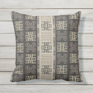 Coussin D'extérieur motif africain avec des simbols d'Adinkra