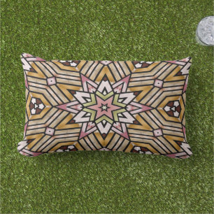 Coussin D'extérieur Motif artistique de carreaux boho méditerranéen ma