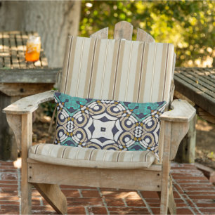 Coussin D'extérieur Motif artistique de carreaux boho méditerranéen ma