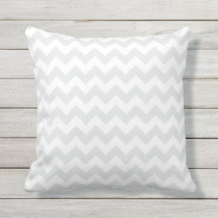 Coussin D'extérieur Motif Chevron Zigzag gris et blanc subtil