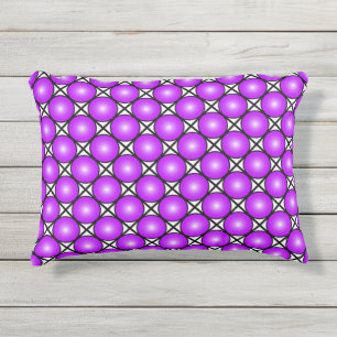 Coussin D'extérieur Motif de treillis noir et blanc à points roses mag