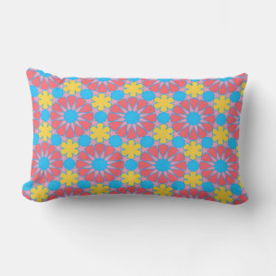 Coussin D'extérieur Motif géométrique à fleurs rouge et jaune