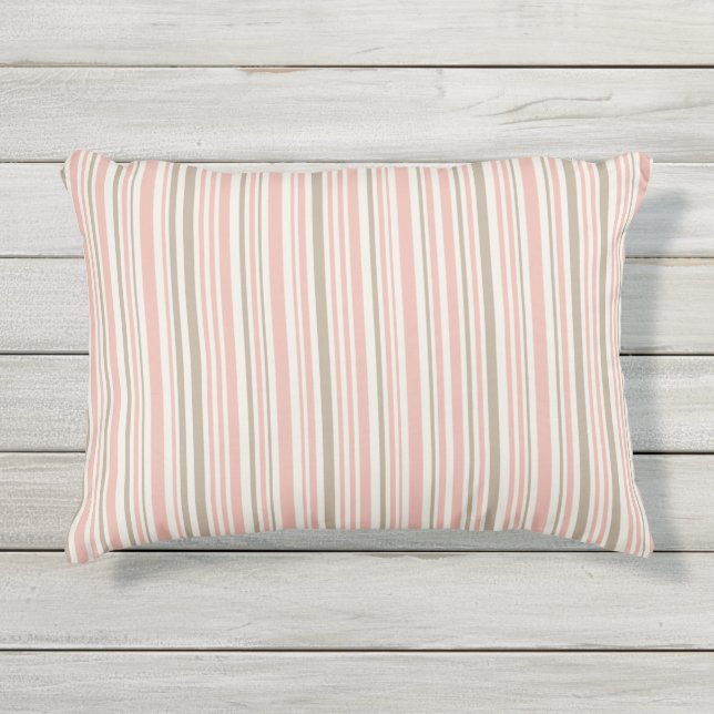 Coussin D'extérieur Motif géométrique de lignes roses et marron (Devant)