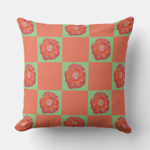 Coussin D'extérieur Motif rose vert et orange