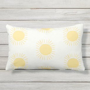 Coussin D'extérieur motif solaire moderne en jaune