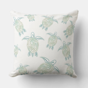 Coussin D'extérieur Motif Tortues Marines Blanc Vert Côtiers Maritimes