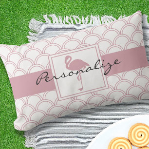 Coussin D'extérieur Motif Vague Art Déco Flamant Rose