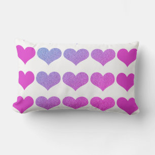 Coussin D'extérieur Motifs de cœur Rose Violet Paillettes Ombre Blanc