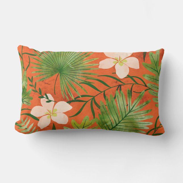 Coussin D'extérieur Nalani Hawaiian Tropical Garden Coral Reversible (Recto)