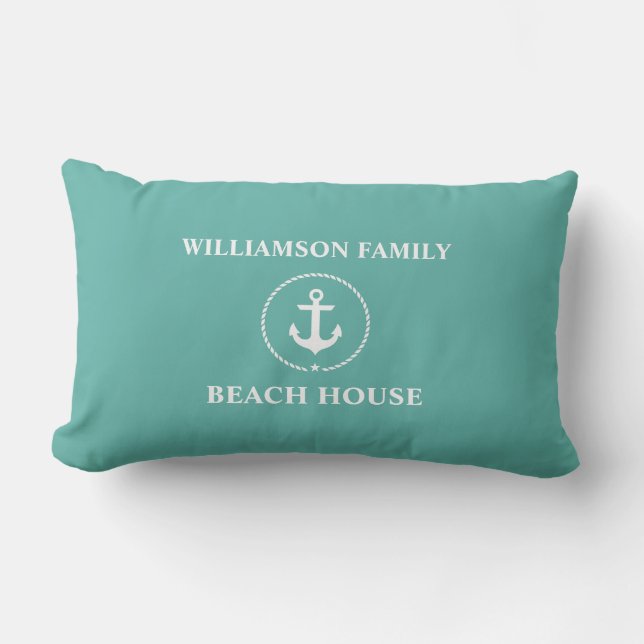 Coussin D'extérieur Nautique Nom de famille Beach House Extérieur (Recto)