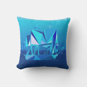 Coussin D'extérieur Navire à Clipper géométrique moderne, Bleu Cobalt