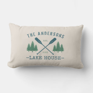 Coussin D'extérieur Nom de famille Lake House Oars Pine Trees Extérie