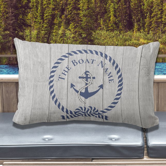 Coussin D'extérieur Nom de famille ou de bateau Marine Ancre corde Nau (Créateur téléchargé)