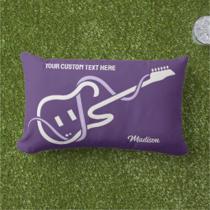 Coussin D'extérieur Nom personnalisé et texte de la guitare stylisée