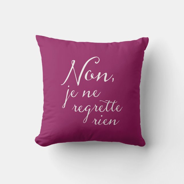 Coussin D'extérieur Non, pourpre français de Ne Regrette Rien de Je (Recto)