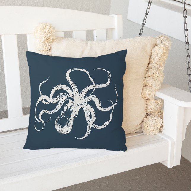 Coussin D'extérieur Octopus Vintage bleu marine (Créateur téléchargé)
