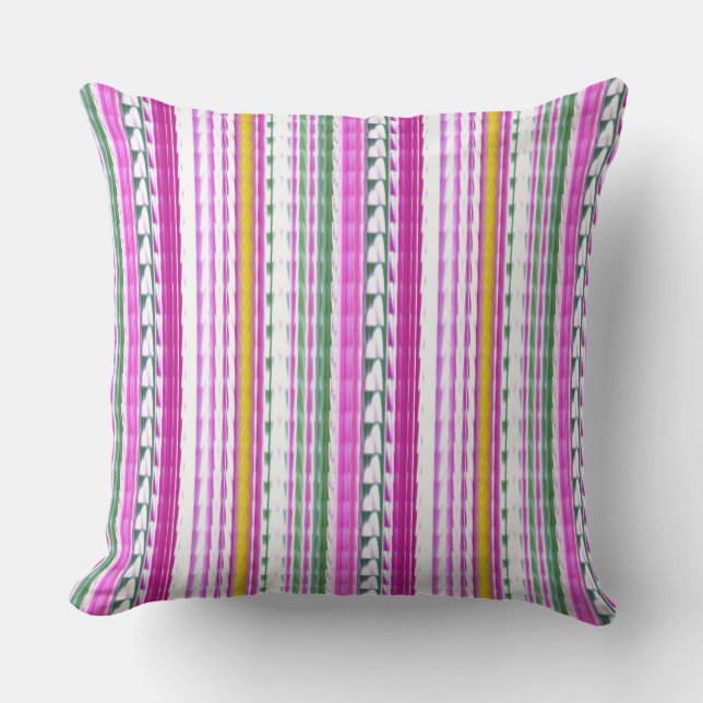 Coussin D'extérieur Or, magenta, carreau extérieur de rayures de Teal (Recto)