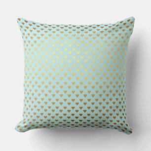 Coussin D'extérieur Or Métallurgique Foil Coeur Aimer Turquoise Aqua M