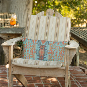 Coussin D'extérieur Orange Rust Brown Turquoise Turquoise Blue Tribal