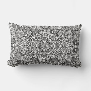 Coussin D'extérieur Paisley floral noir