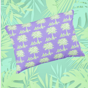 Coussin D'extérieur Palme blanc violet vert Aloha Tropical