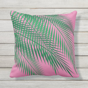 Coussin D'extérieur Palmettes tropicales sur le ciel rose - extérieur