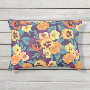 Coussin D'extérieur Pansies sur violet de prune