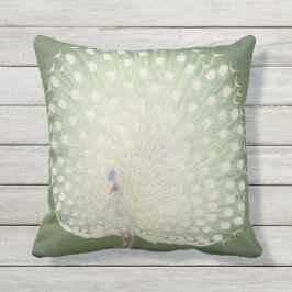 Coussin D'extérieur Paon japonais vintage des beaux-arts |